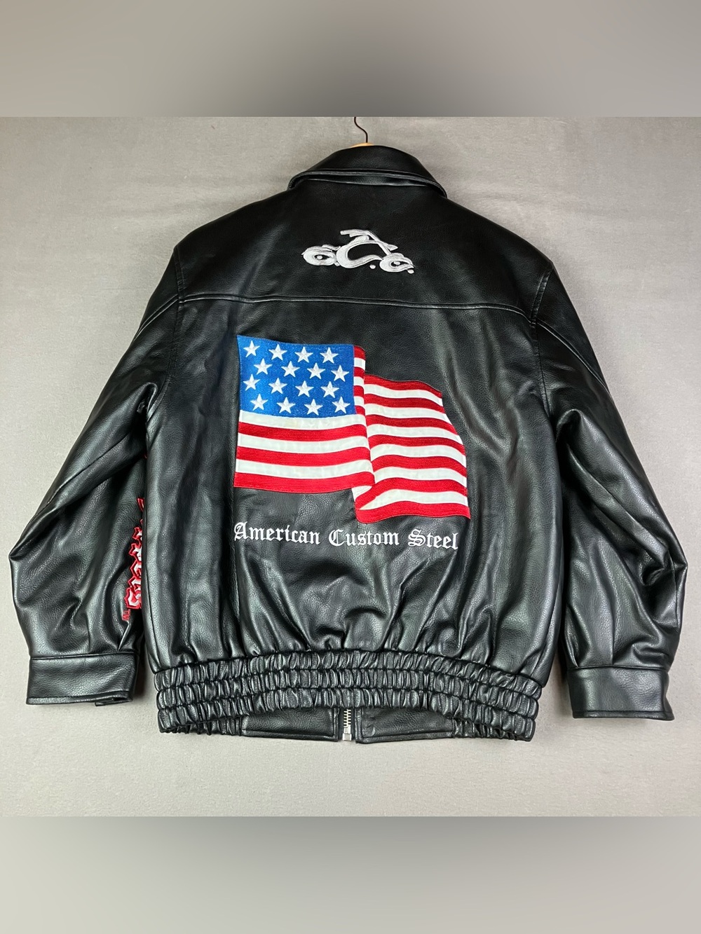 VTG Y2K Orange County Choppers Women’s 10/12 Faux Leather Biker Jacket Black USA